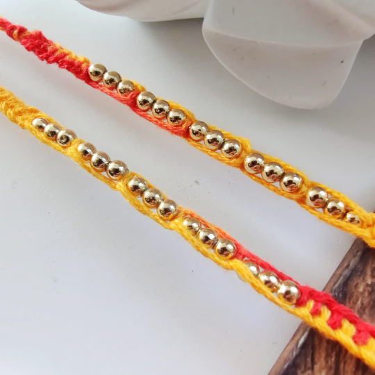 Raksha Bandhan Golden Bead Thread Slim Rakhi |  Rakhi for Brother