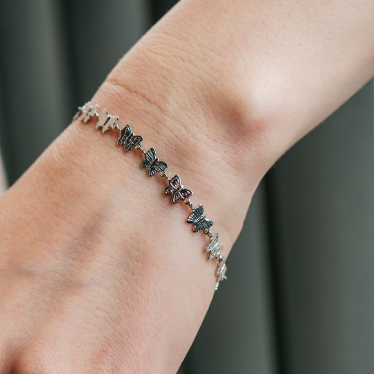 Silver Gold Plated Butterfly Charm Thin Slim Promise Animal Themed Stacking (Close-up Detail) | The Colourful Aura