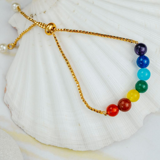 Handmade Genuine 7 Chakra Balancing Crystal Reiki Healing Adjustable Bracelet