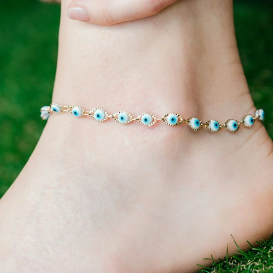 Gold Plated Evil Eye Anklet