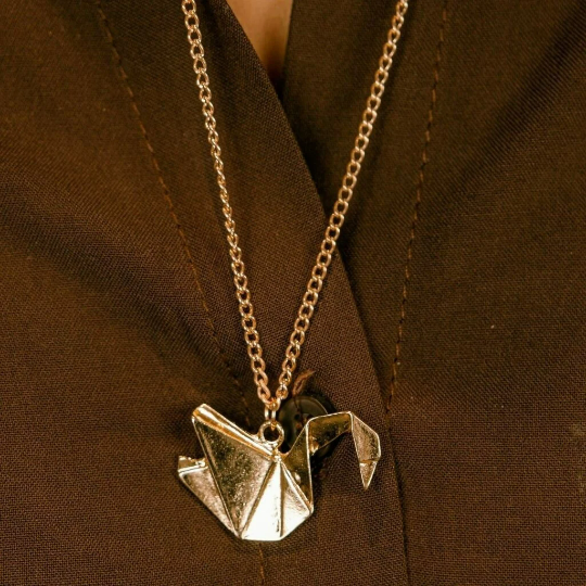 Gold Large Paper Cranes Swan Origami Pigeon Bird Animal Pendant Necklace — Boho Jewellery UK | The Colourful Aura