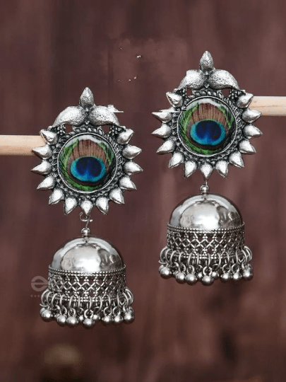 Indian Boho Oxidized Drop Ethnic Earrings