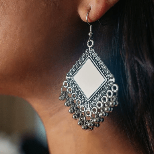 Silver Oxidize Jhumka/ Indian Earring/ Bollywood Stye/ Wedding Jewelry/  Ethnic Jhumka/ 3 Layers Earring/ - Etsy