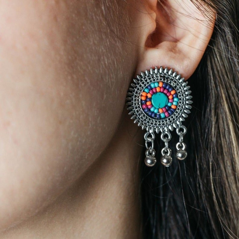 Turquoise Circle Everyday Earrings