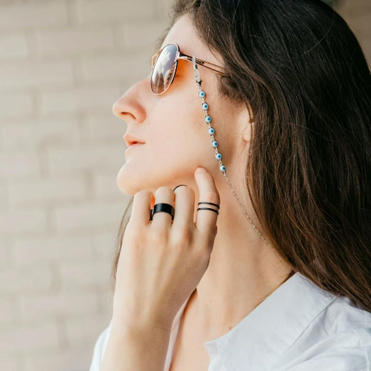 Silver eyeglass chain sales