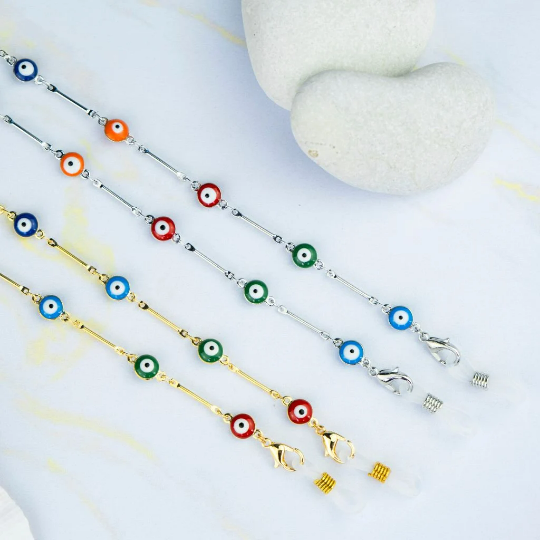 Colourful Evil Eye Glass Chain And Reading Glass Detachable Chain Holder