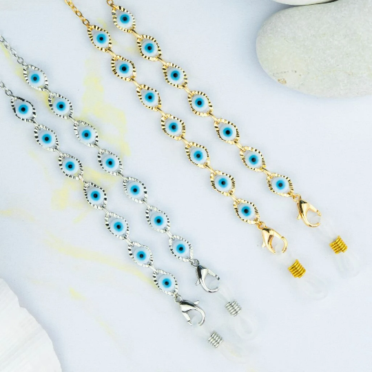 Gold Evil Eye Protection Summer Turkish Reading Eyeglass Chain Lanyard