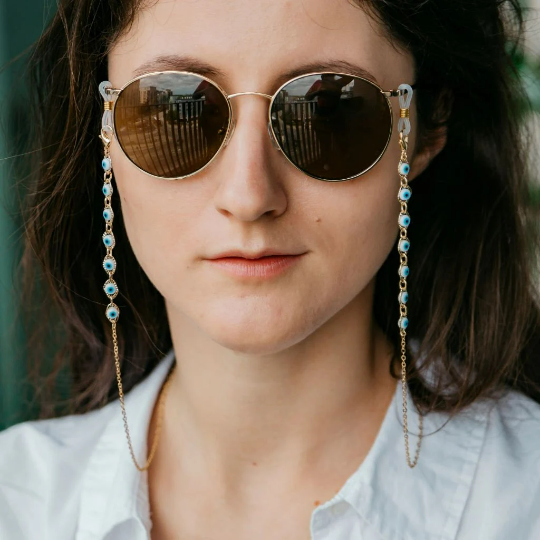 Gold Evil Eye Protection Summer Turkish Reading Eyeglass Chain Lanyard