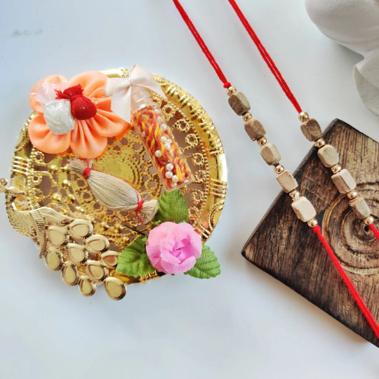 Indian Tulsi Square Beaded Rakhi for raksha Bandhan for Brother