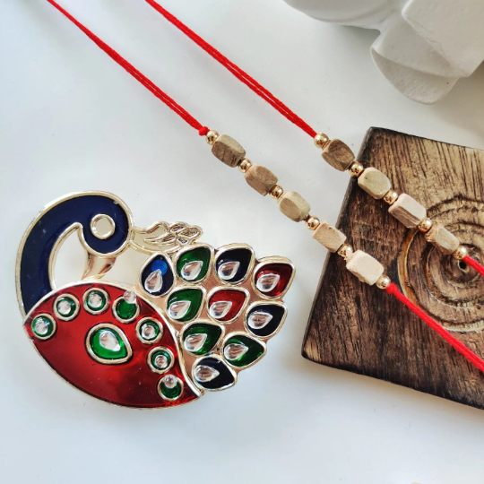Indian Tulsi Square Beaded Rakhi for raksha Bandhan for Brother