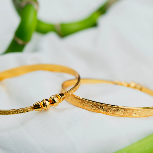 Brass Flat Design Slim Indian Lightweight Ethnic Stacking Wedding Cuff Bangle