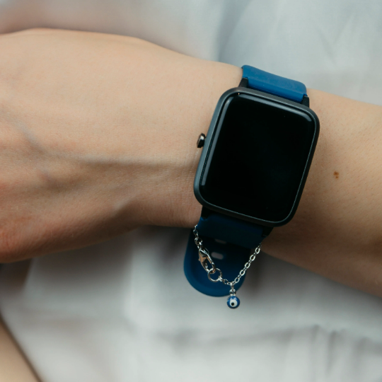 Silver Evil Eye Dangle IWatch Strap Turkish Protection Jewellery Charm — Boho Jewellery UK | The Colourful Aura