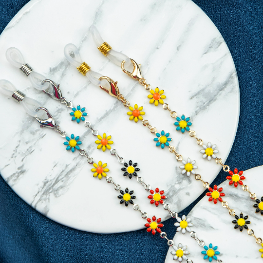 Multicolour Sun Flower Daisy Sun Glass Reading Eyewear Holder Lanyard Chain — Boho Jewellery UK | The Colourful Aura
