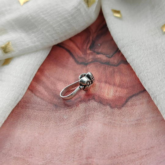 Cat Dog Paw Oxidised Tiny Non Pierced Clip On Tribal Nose Pin