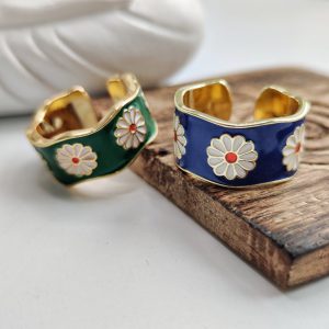 Wide Sunflower Band Ring