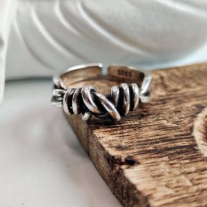 Two Knot Silver Band Ring